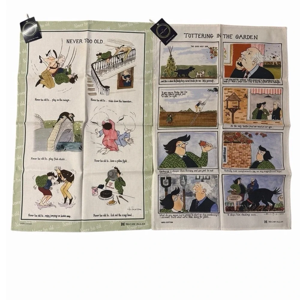 McCaw Allan Tottering by Gently Tea Towel Set of 2 Comics Old Age Gift